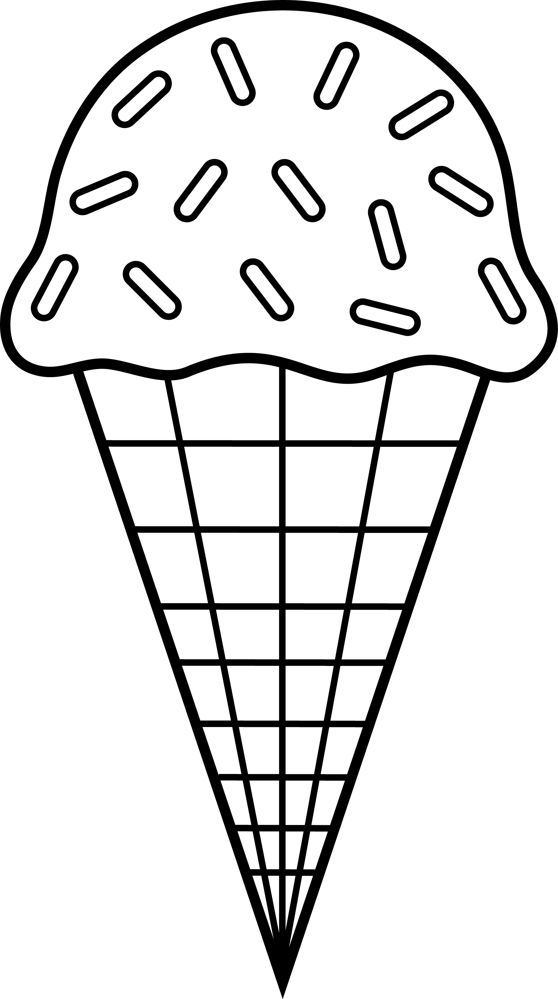 Colorable ice cream line. Cone clipart coloring page