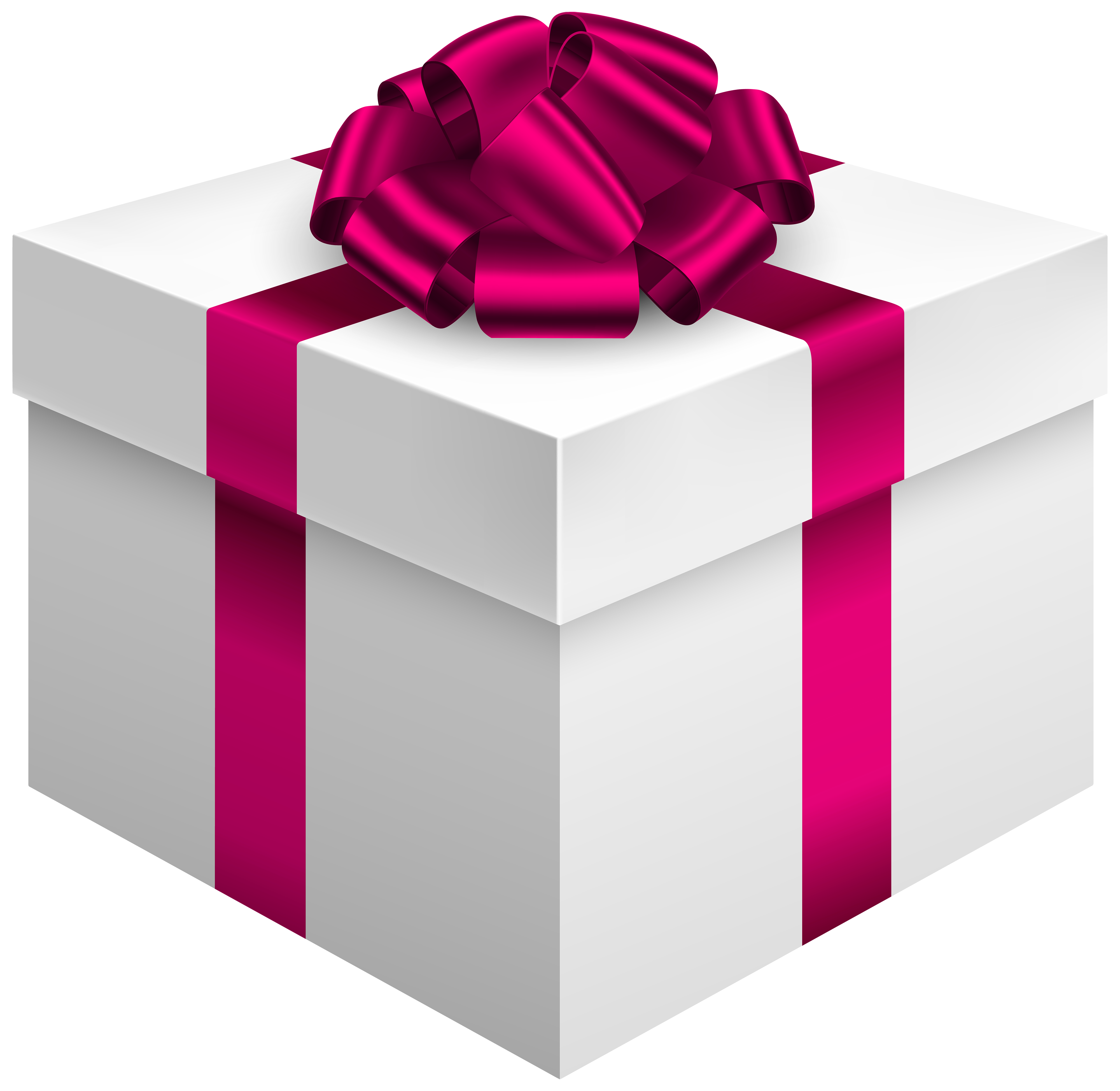 White box with bow. Gift clipart pink gift
