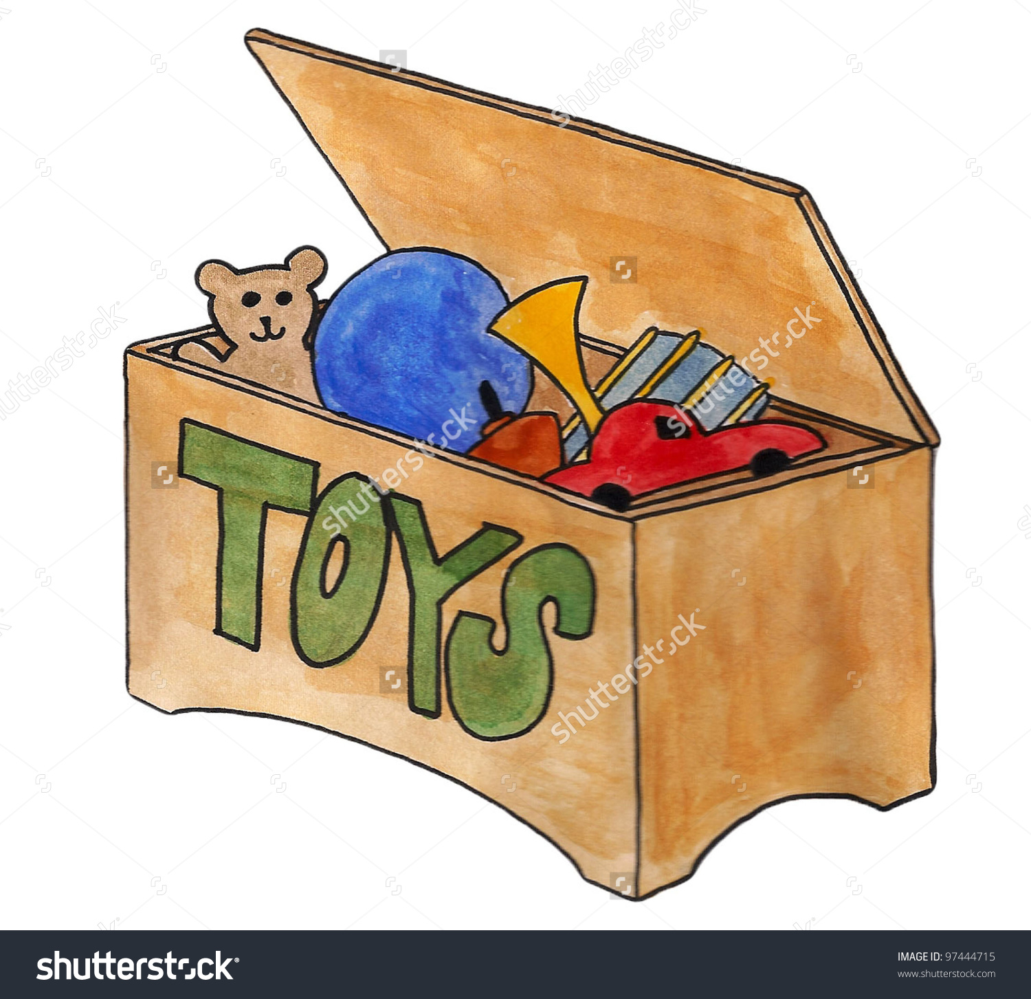 Toy clipart toy bin. Box pencil and in