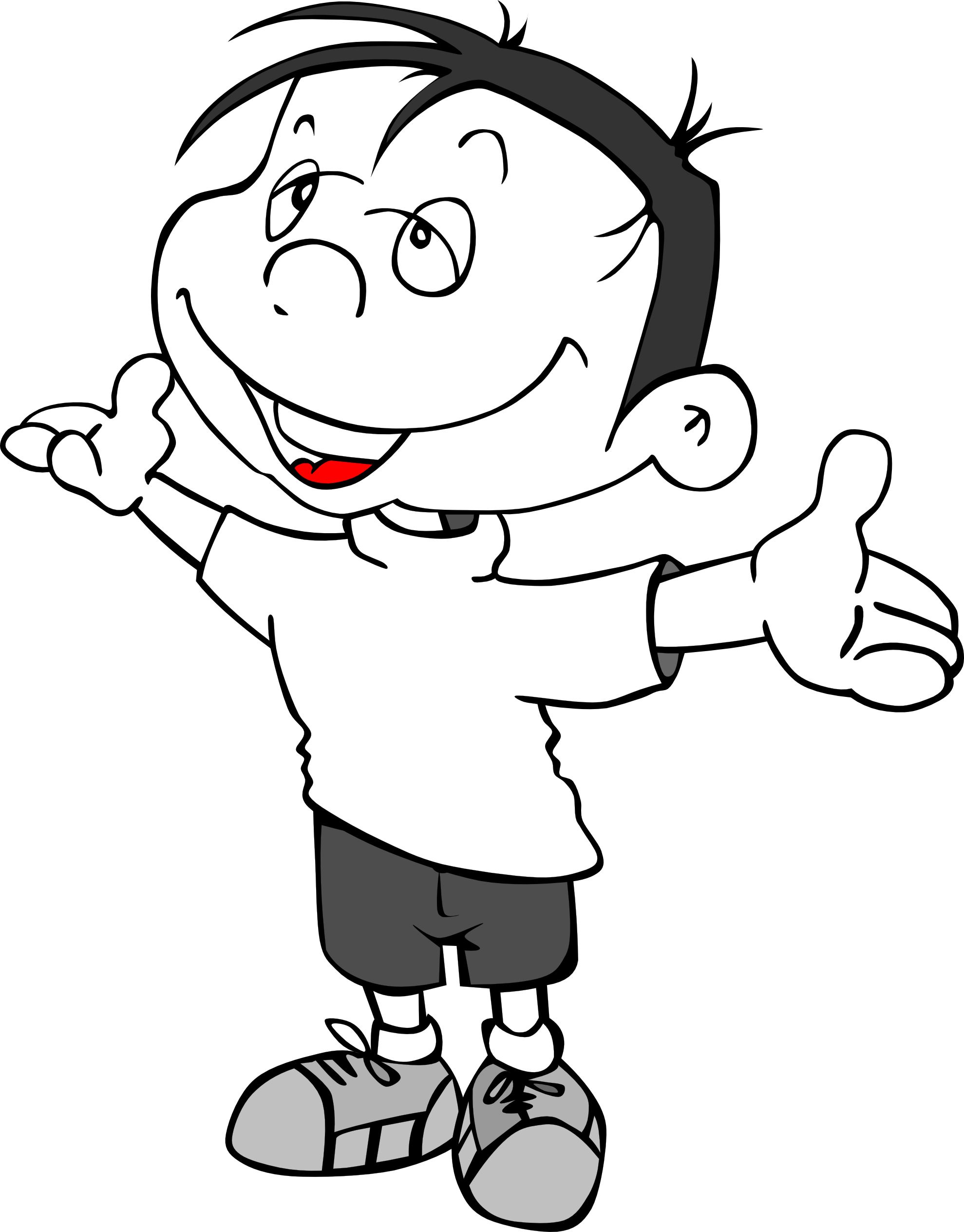 clipart boy black and white