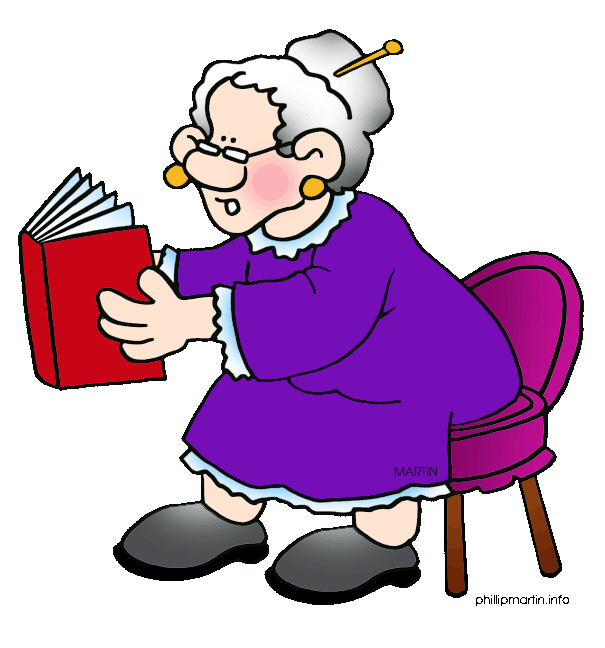  collection of reading. Clipart girl grandma