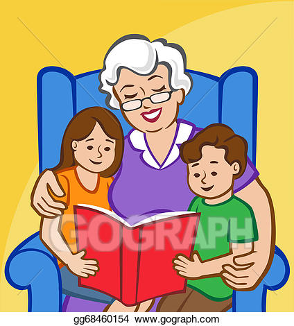 Stock story time with. Grandma clipart illustration