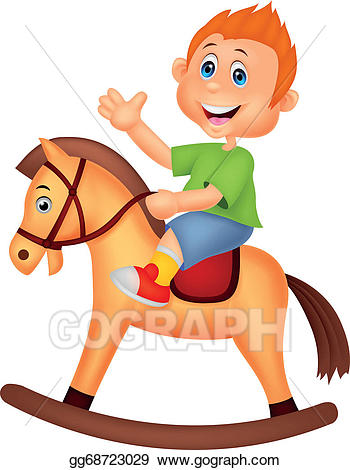 Vector art cartoon riding. Clipart horse boy