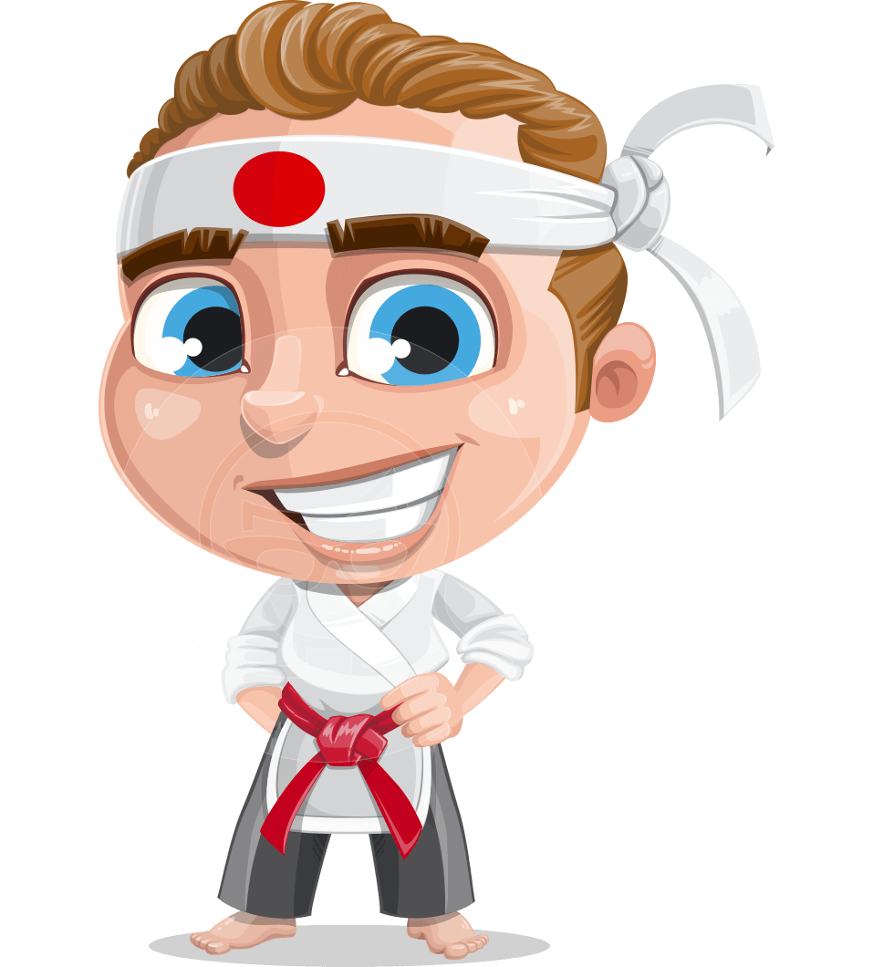 Clipart boy karate. Vector cartoon character combo