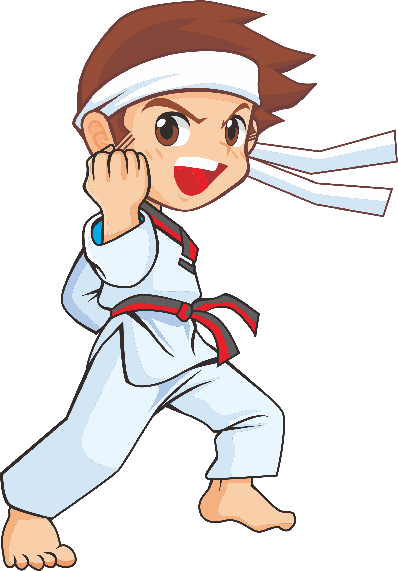 Taekwondo techniques drawing sport. Clipart boy karate