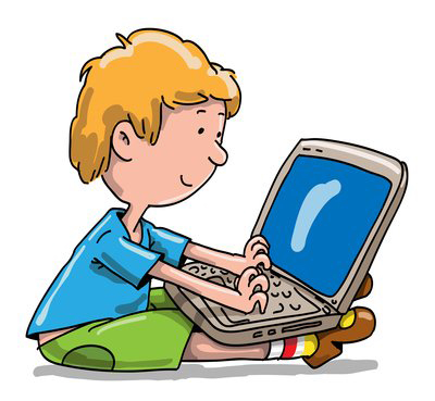 Boy on laptop clip. Notebook clipart kid