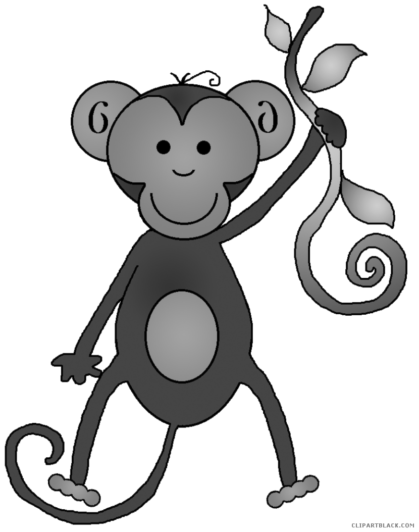 clipart monkey black and white