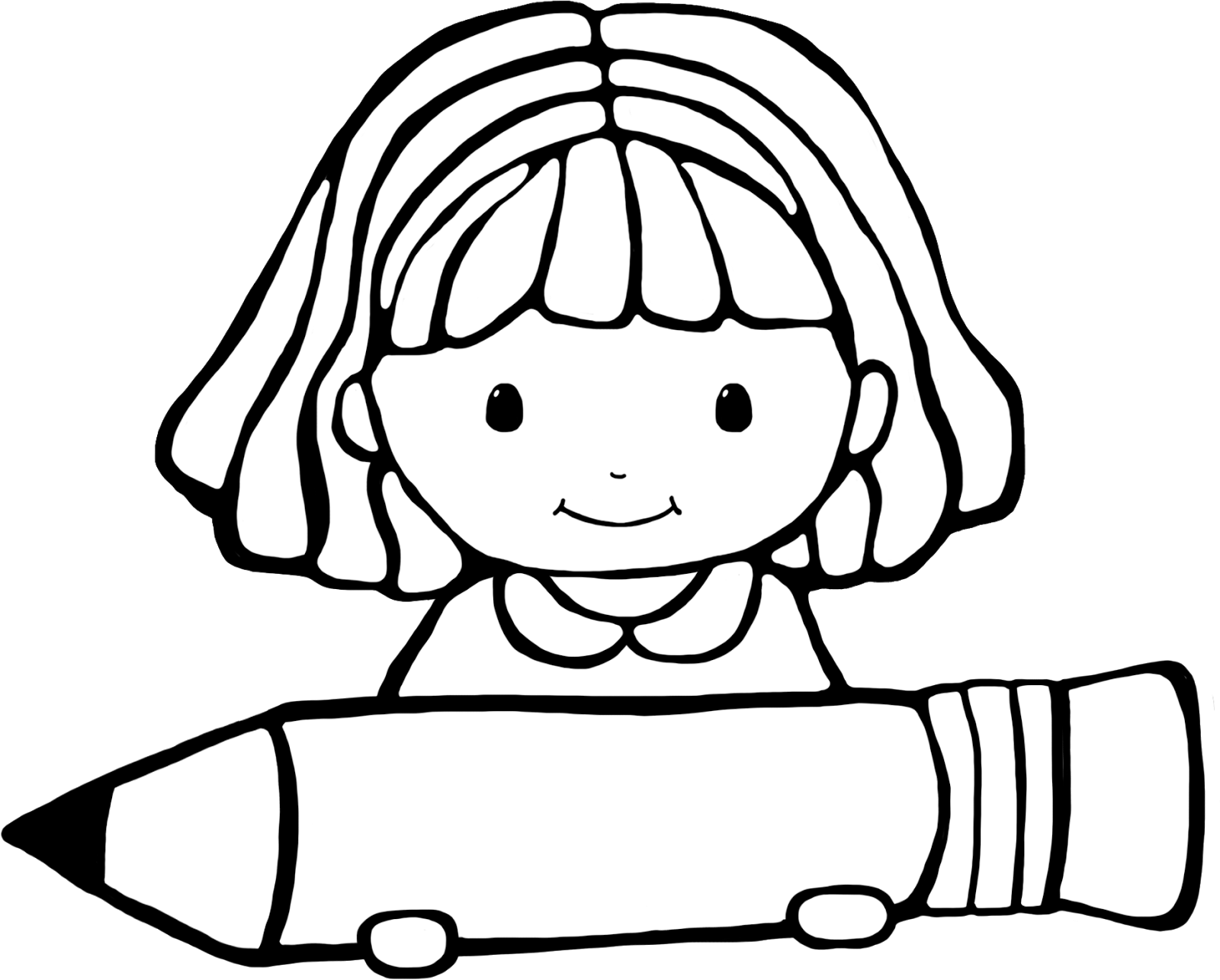 girl clipart black and white