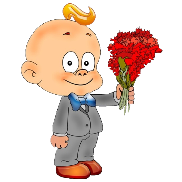 Young clipart smiley baby. Cute with flowers cartoon