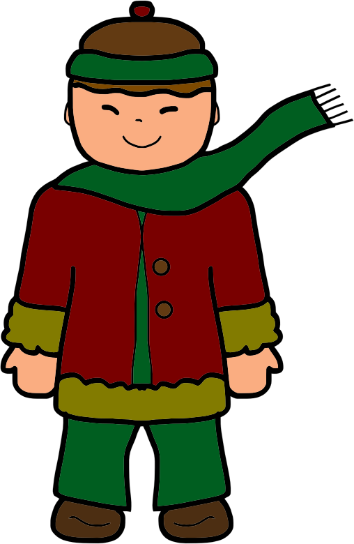 Boy in winter clothing. Clipart clothes person