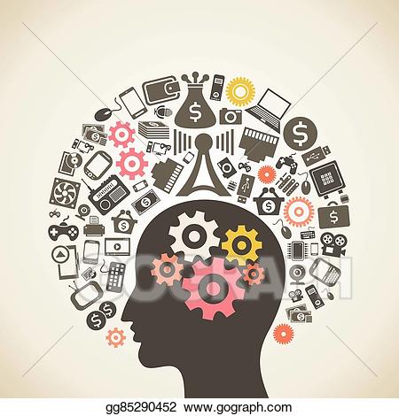Clipart brain technology. Vector art and eps