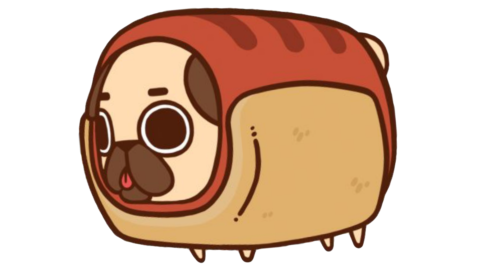 Kawaii dog pug animal. Hotdog clipart cute