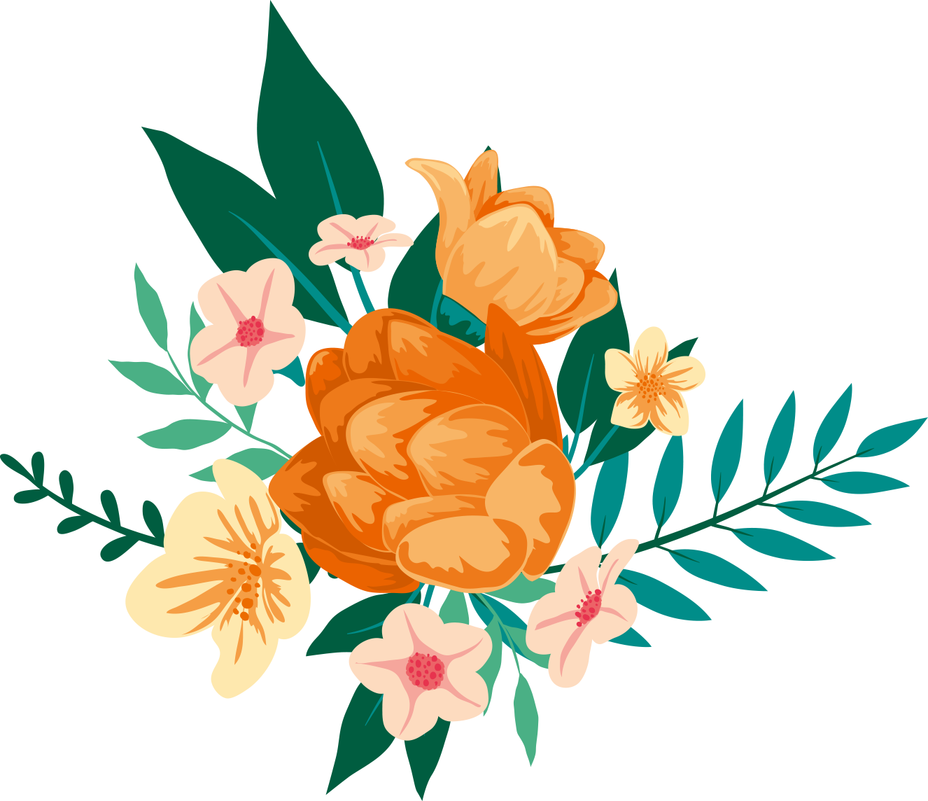 Floral design painting flower. Coconut clipart watercolor