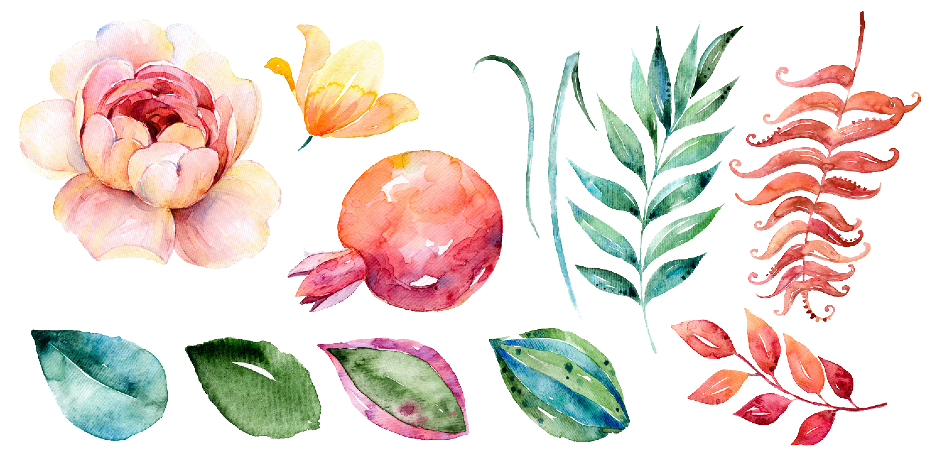 Flower painting leaf clip. Donut clipart watercolor