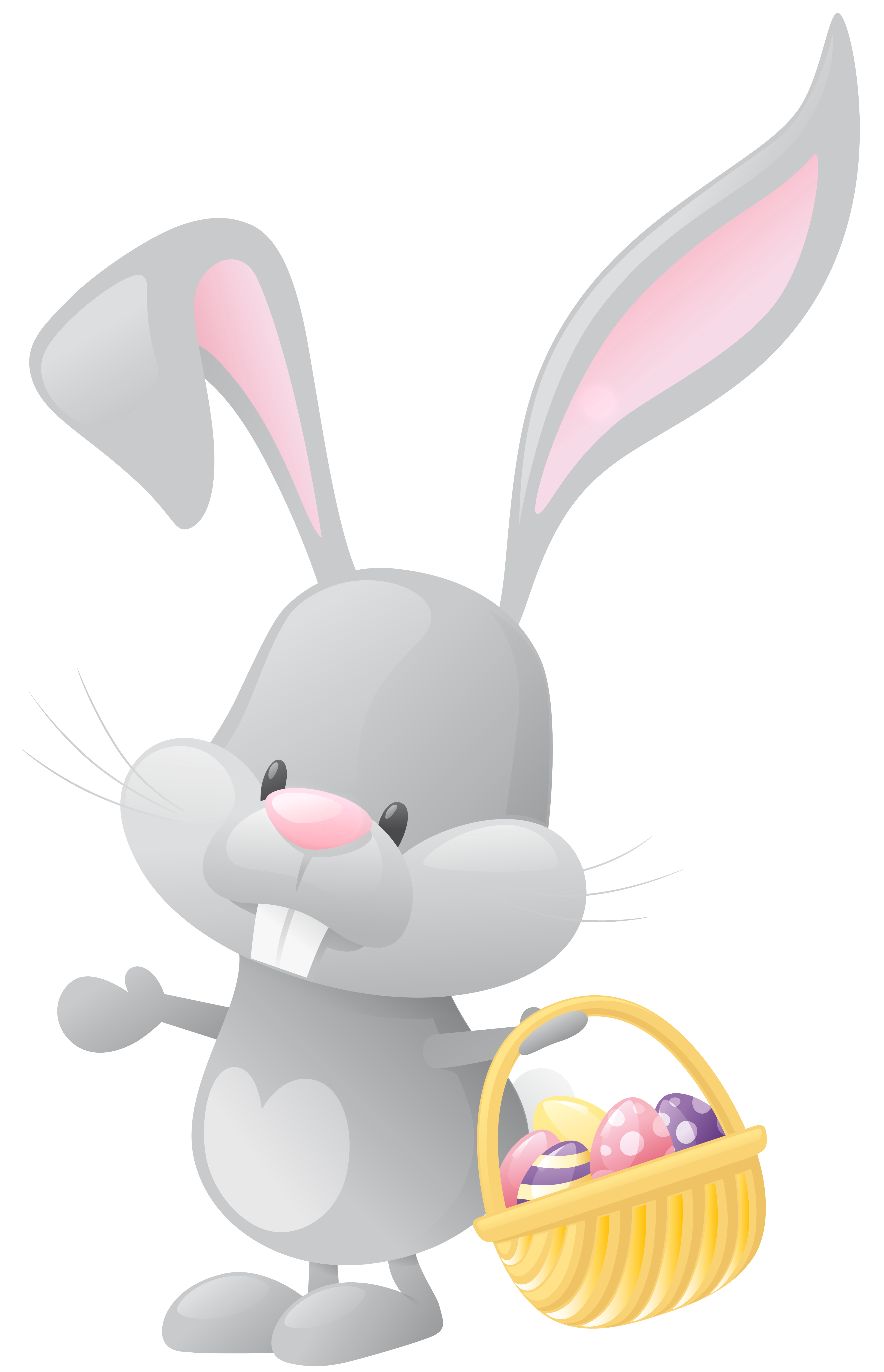 Bunny with basket transparent. Clipart ear easter