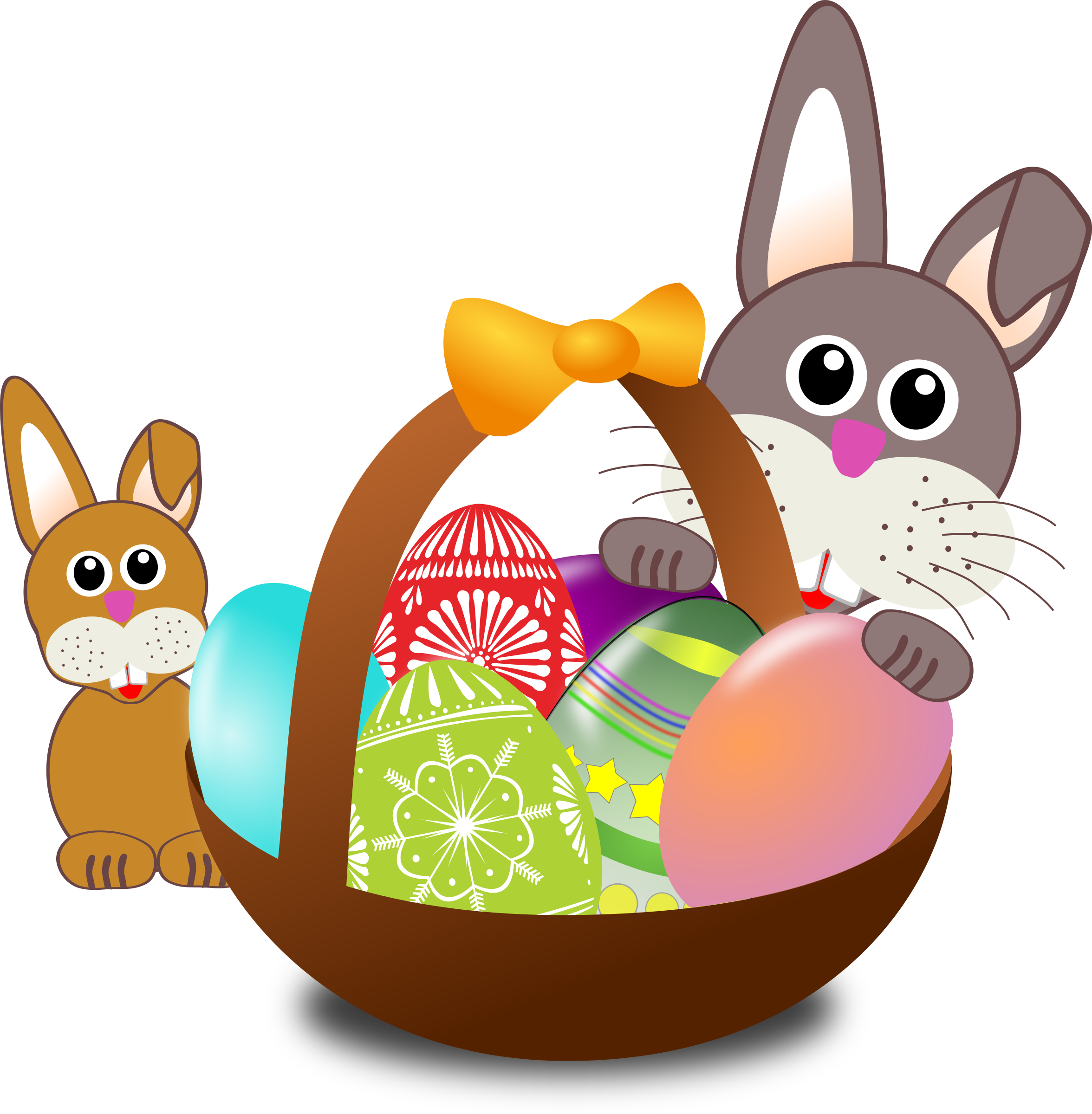 Funny face with easter. Egg clipart bunny