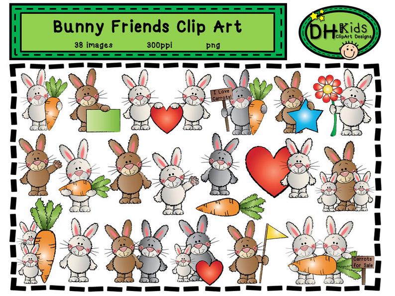 clipart bunny friends