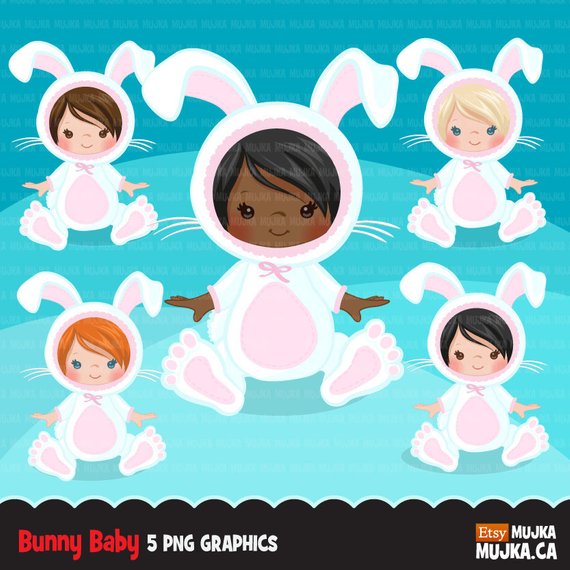 Baby costume shower graphics. Clipart bunny halloween