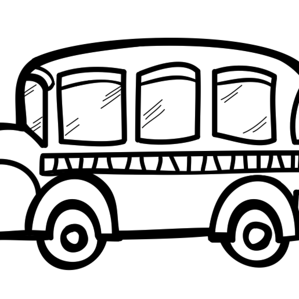 clipart bus black and white