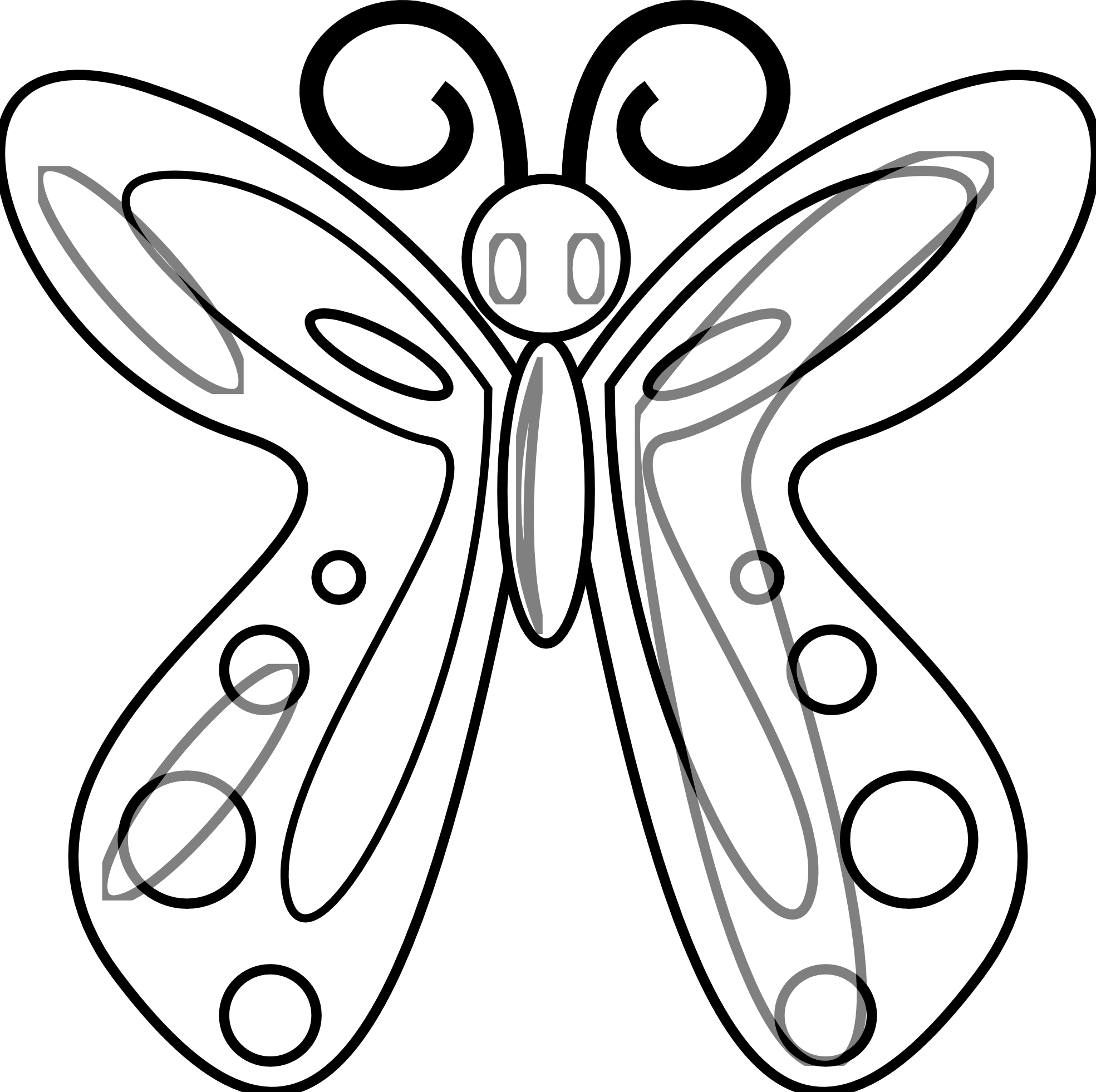 clipart butterfly black and white