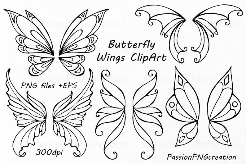 Wings clip art hand. Clipart butterfly doodle
