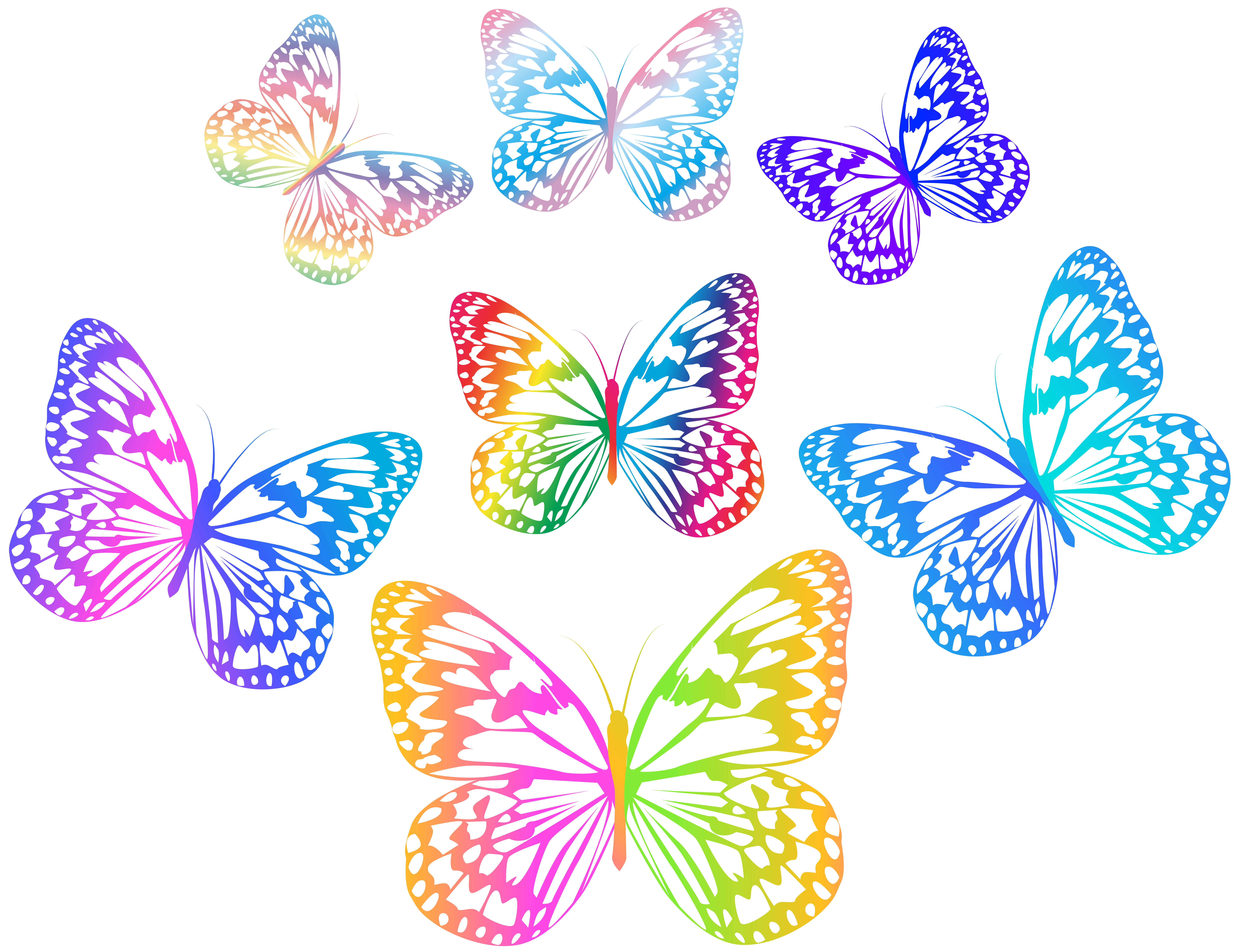 Easter clipart butterfly. Decorative multicolored butterflies png