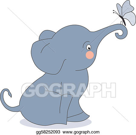 clipart elephant butterfly