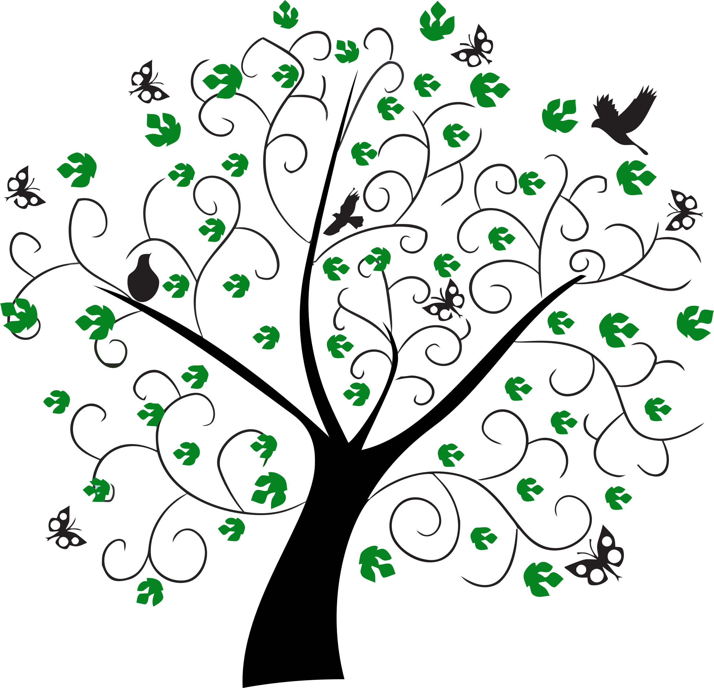 clipart butterfly tree