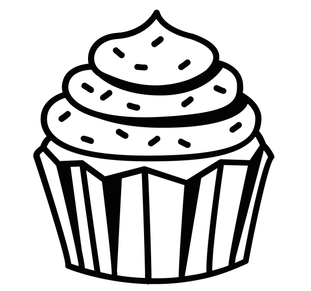 White clipart cupcake. Drawing black and at