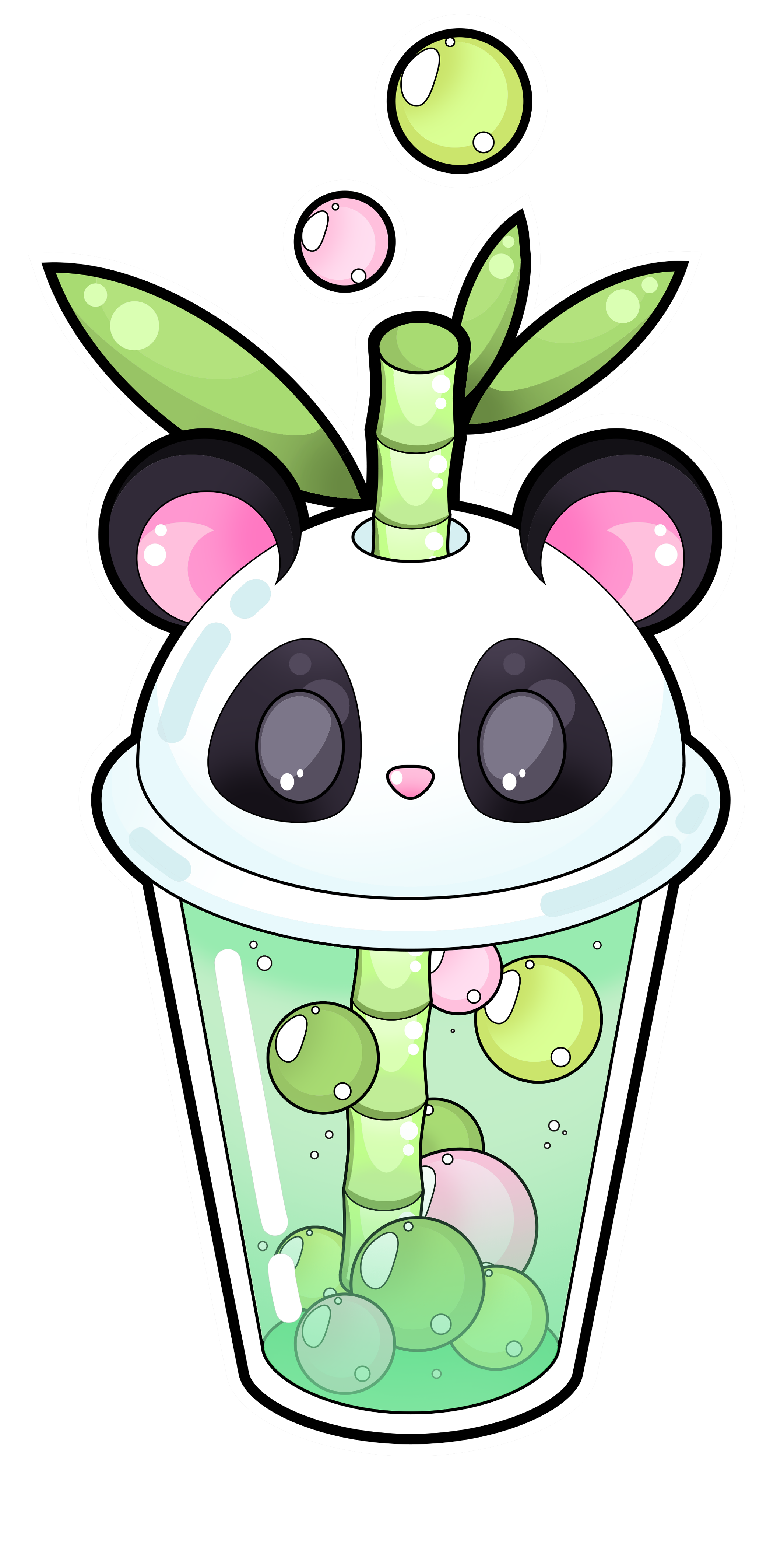 Panda bubble by meloxi. Starbucks clipart frappuccino green tea tumblr