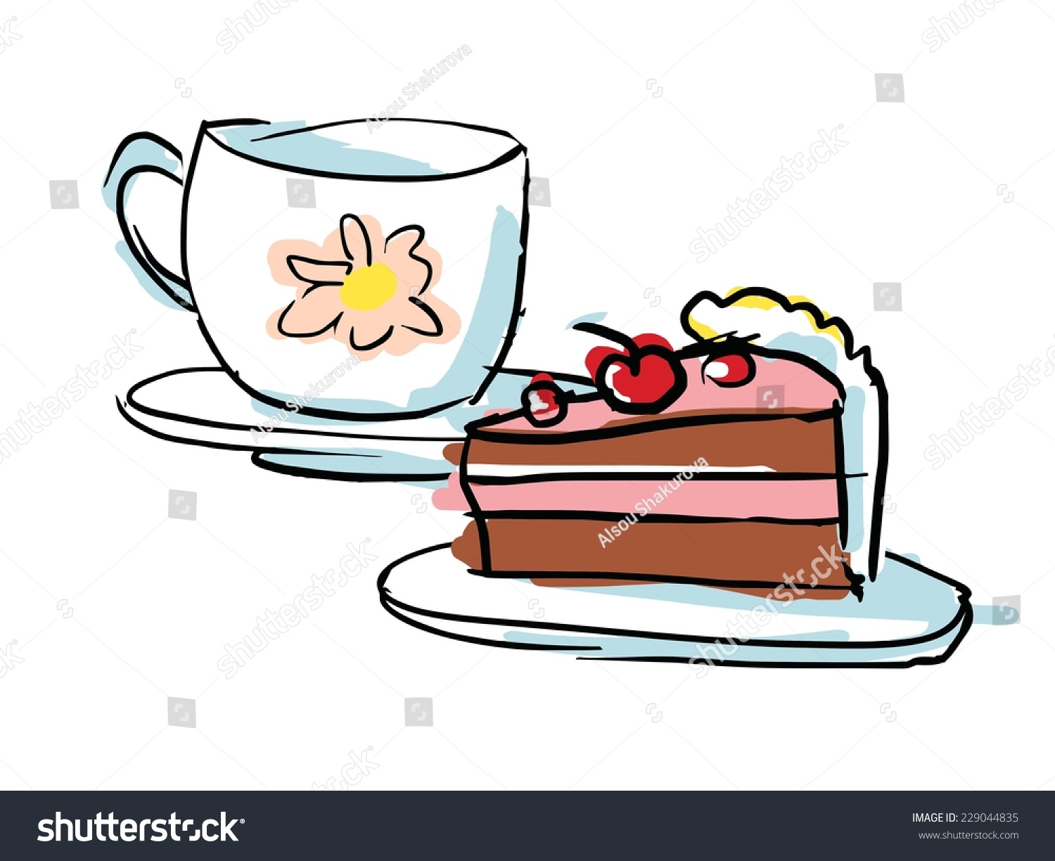 clipart cake tea