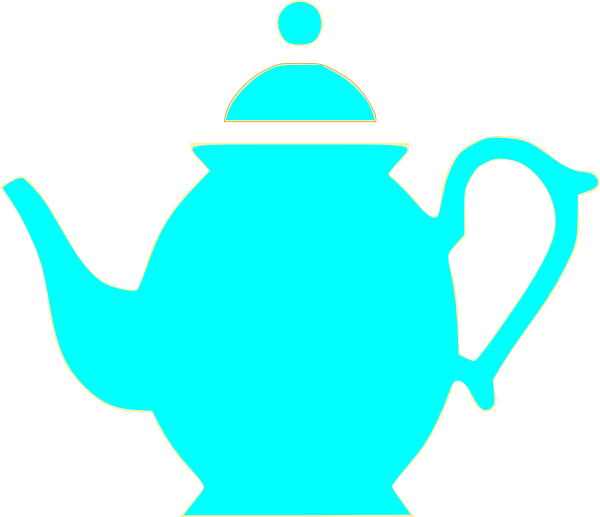 Floral clipart teapot. Teal pencil and in
