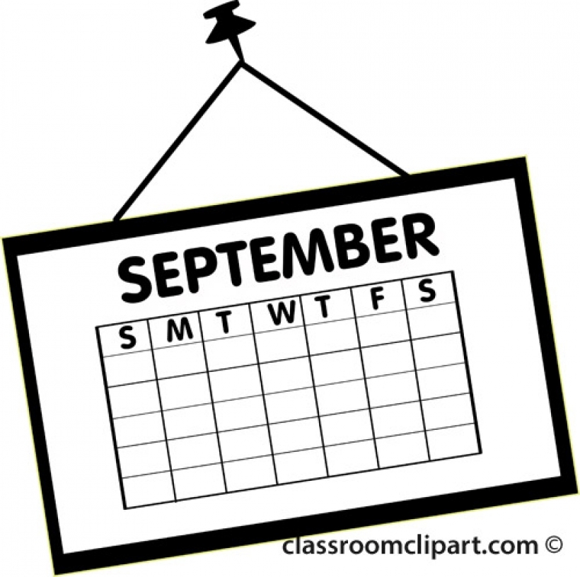 Clipart calendar line art. Clip september free images