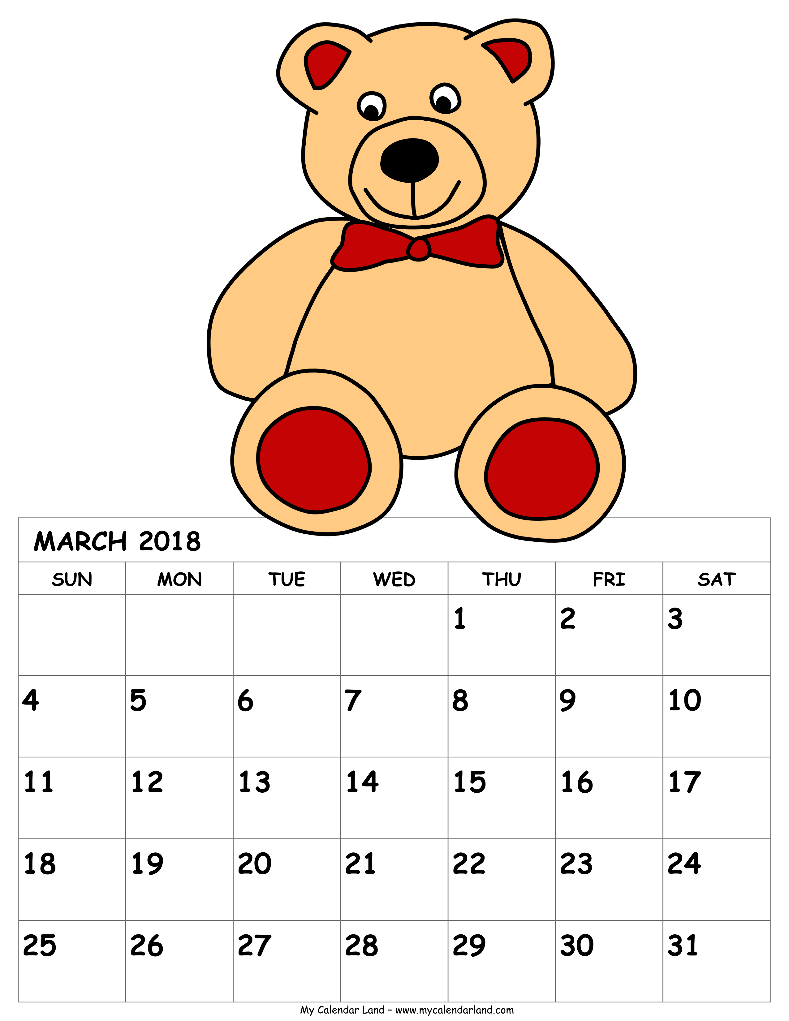 clipart calendar march 2018