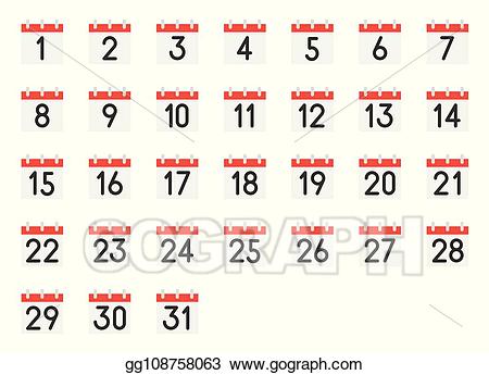 Clip art vector icon. Clipart calendar number