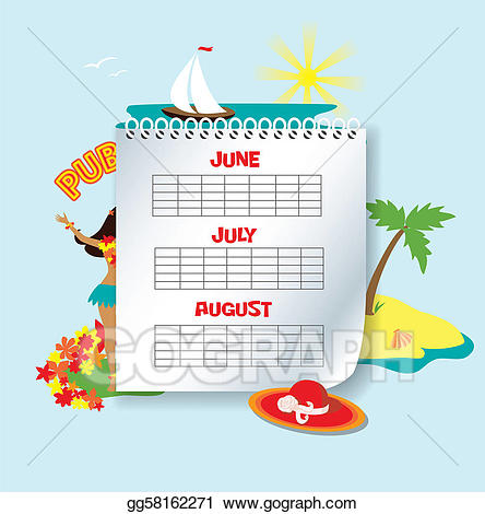 clipart calendar summer