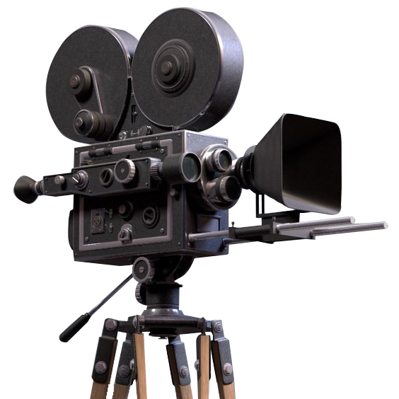 Photographic film movie camera. Photographer clipart tripod