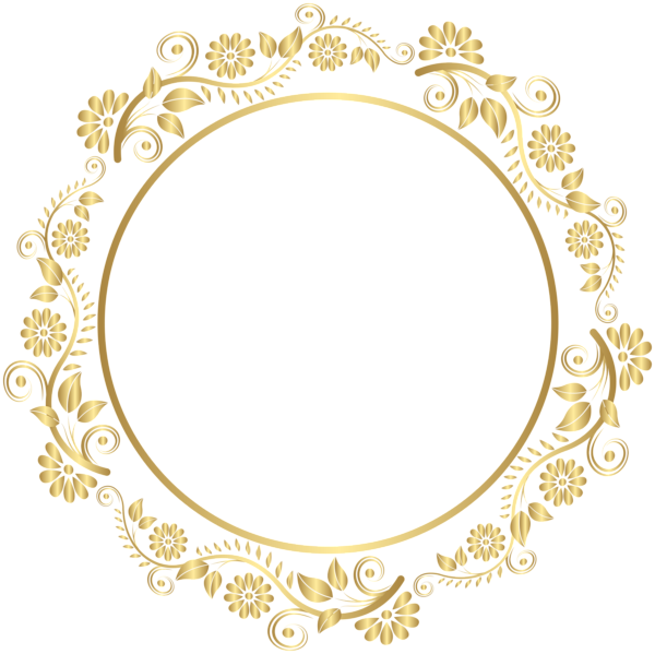 Round gold border frame. Sparkle clipart circle