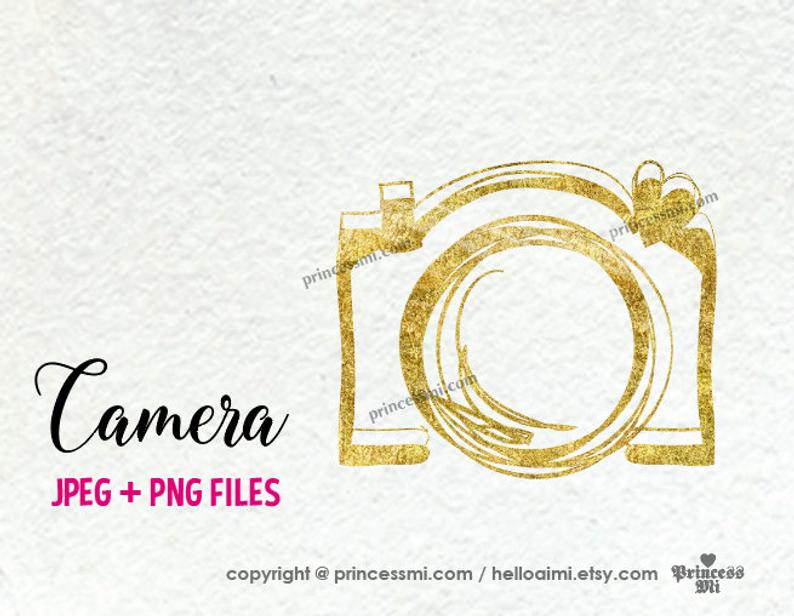 Elegant glitter photography photographer. Clipart camera gold
