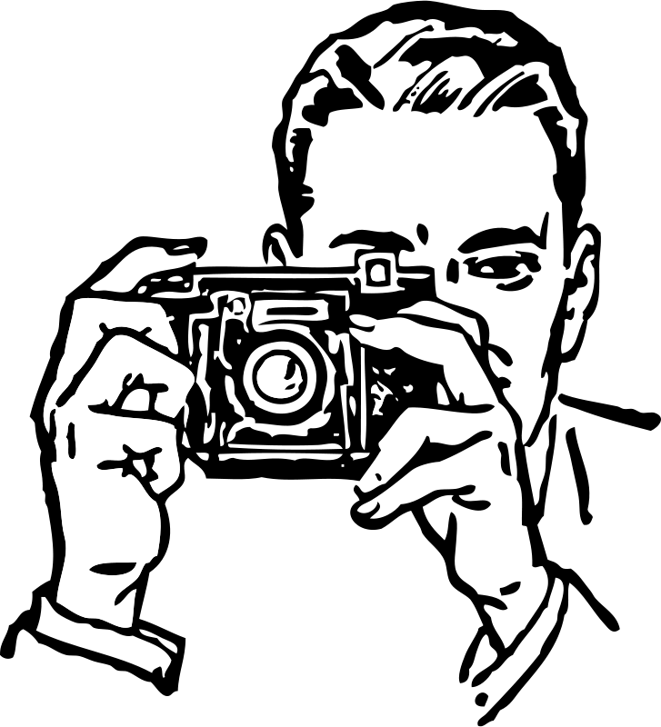 Photograph clipart travel camera. Free man with a