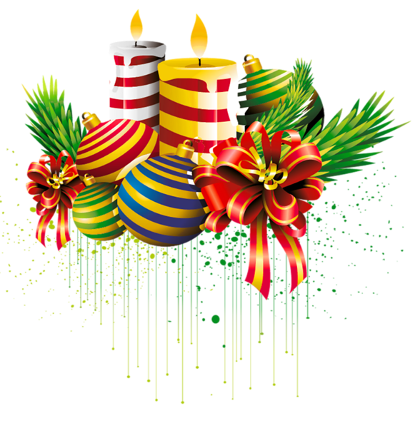 Clipart christmas candle. Transparent ball and candles