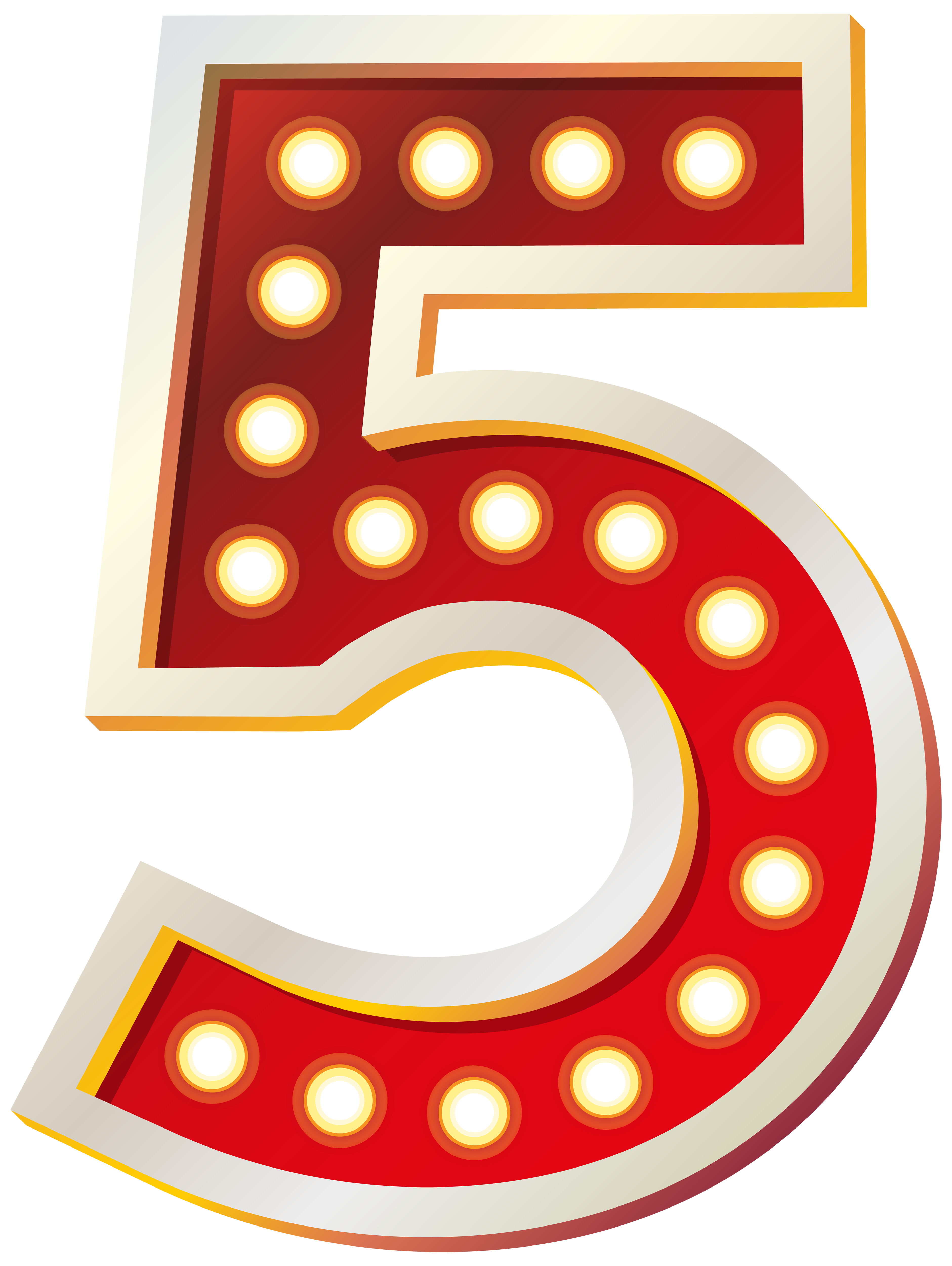 Red number five with. Lights clipart birthday