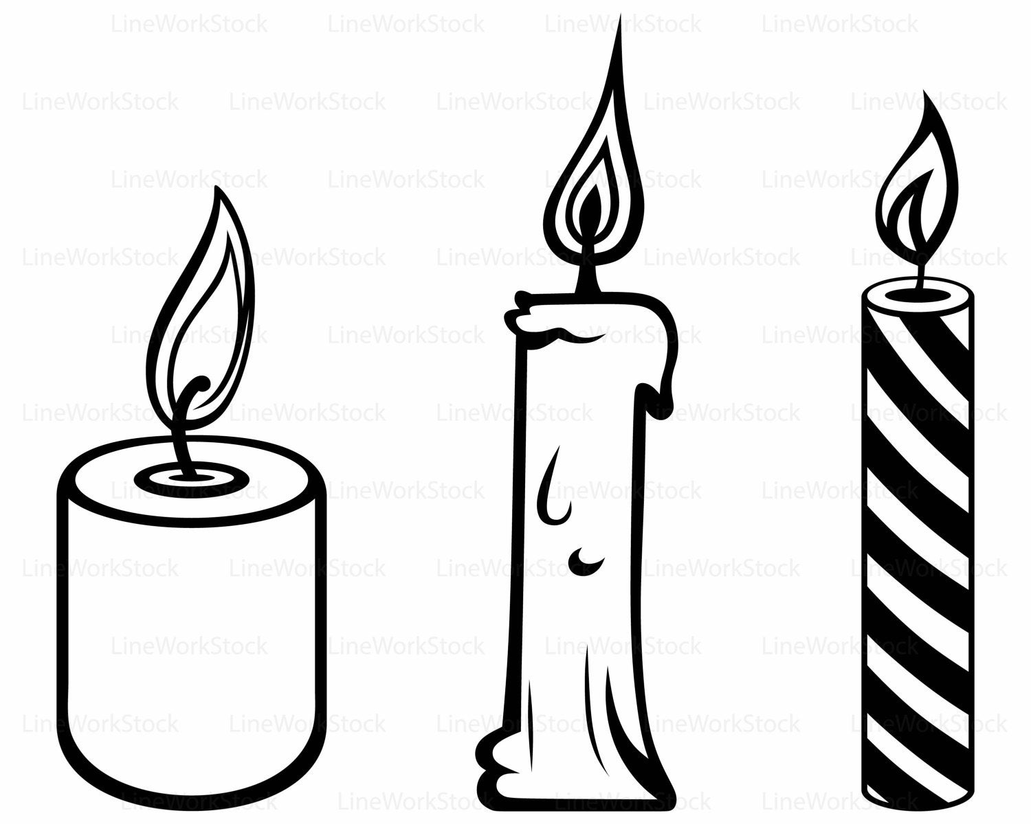 clipart candle line art