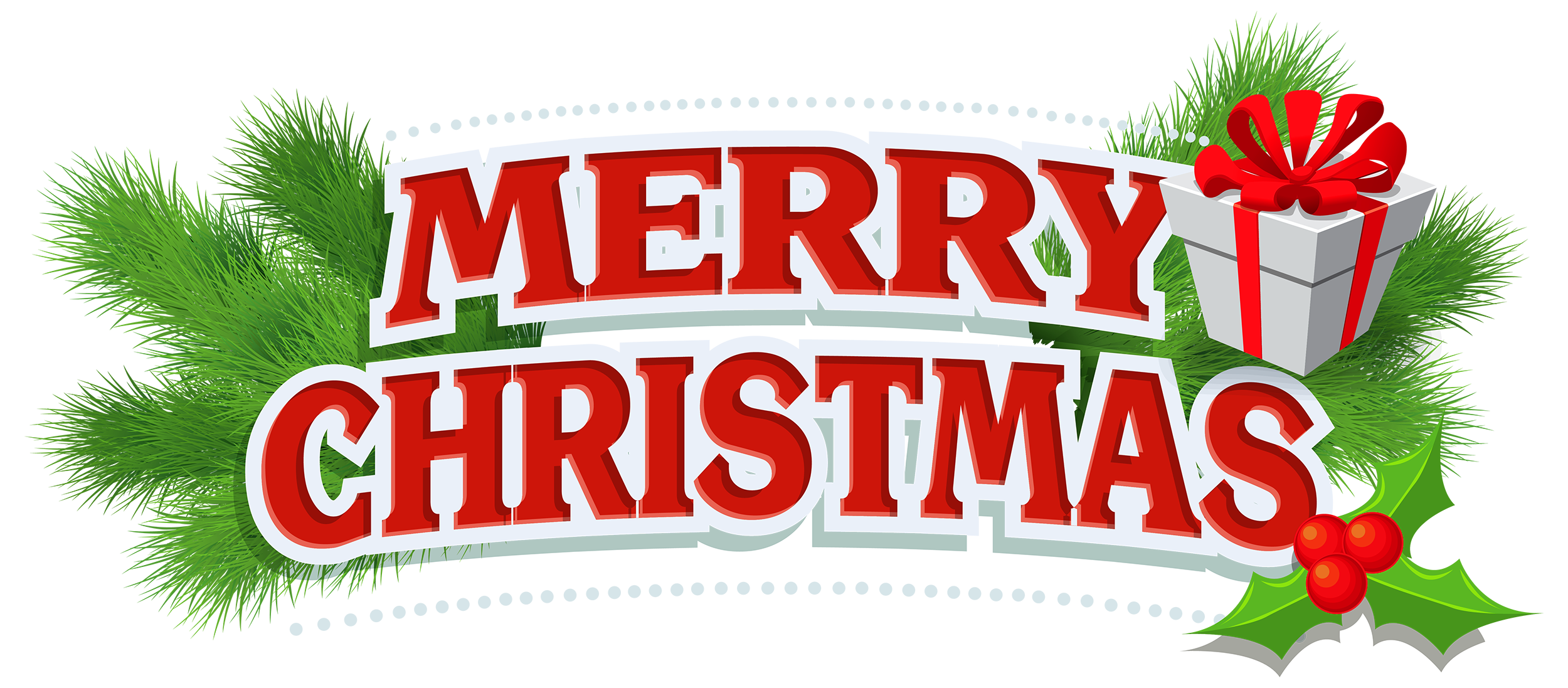Merry decor with gift. Christmas png images