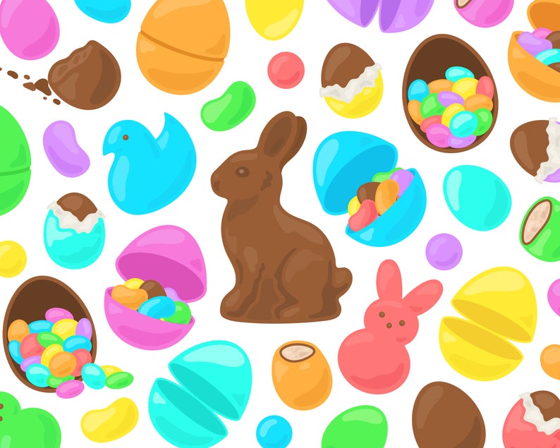 Clipart candy easter. Rainbow chocolate bunny clip