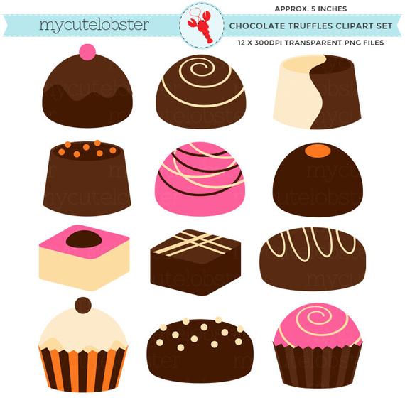 Chocolate truffles set sweets. Clipart candy sugary food