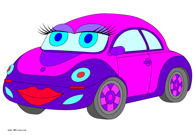 Clipart cars pink. Raster car girl 
