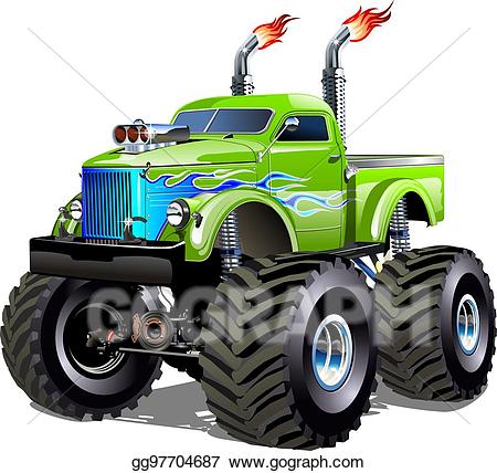 Vector art cartoon truck. Clipart cars monster