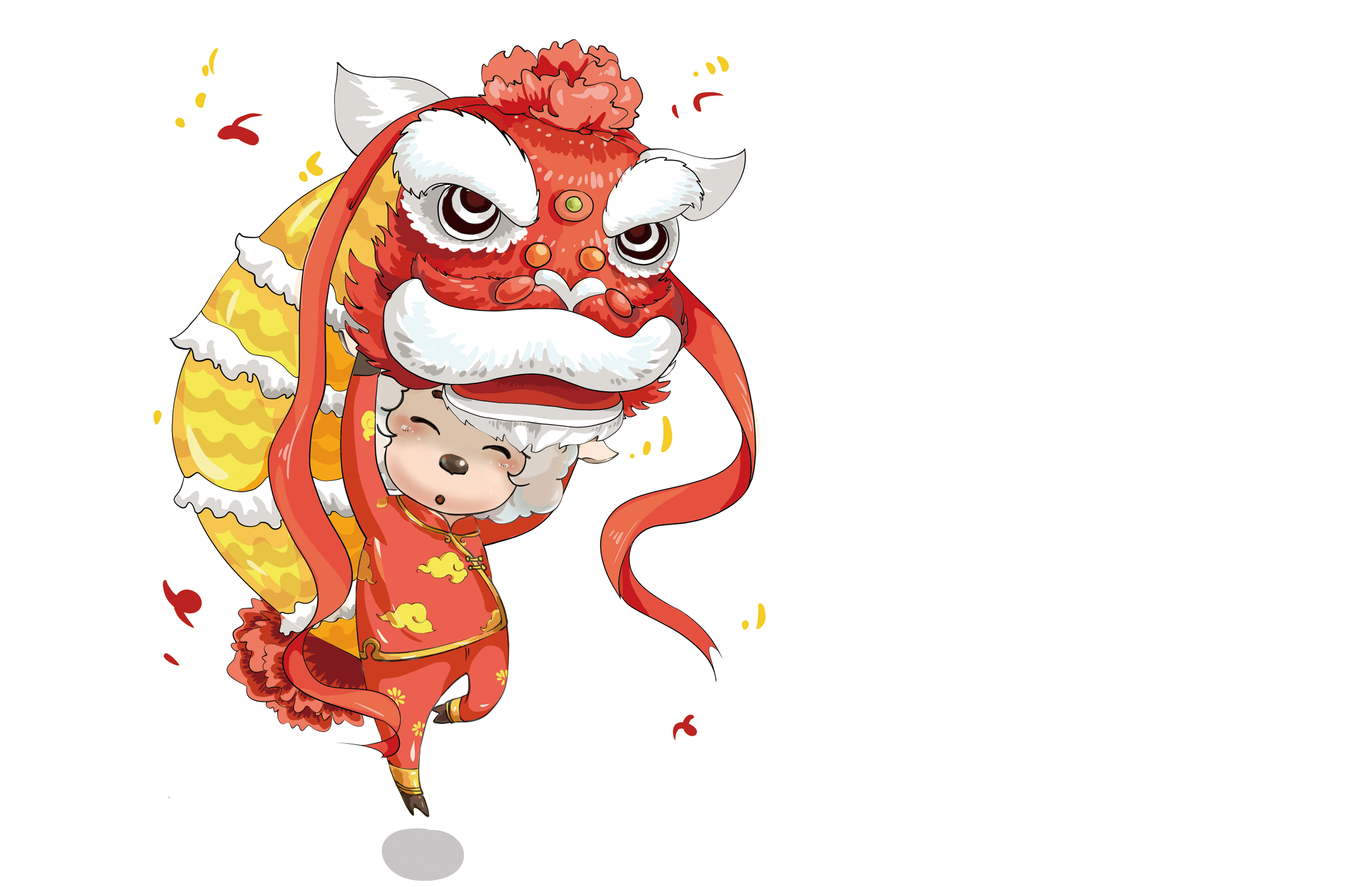 Lion dance chinese new. Dog clipart cny