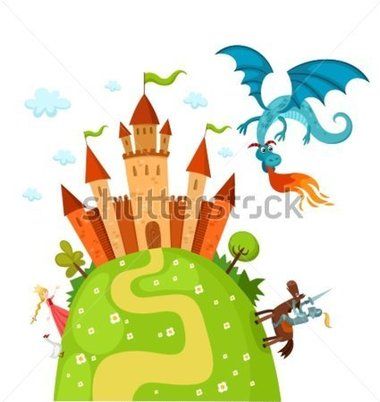 Clipart castle dragon. Vector illustration of a